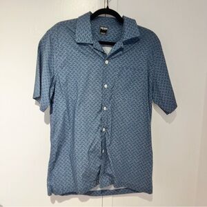 Todd Snyder Blue Geometric Button Down Shirt